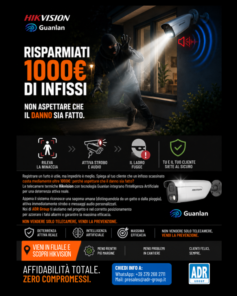 Sistema antintrusione AI installatori Emilia Romagna Marche Abruzzo - VuPoint RISCO e Guanlan Hikvision da ADR Group